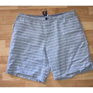 Izod Shorts Mens 32 Blue Striped Chambray Chino Saltwater Collection Beach